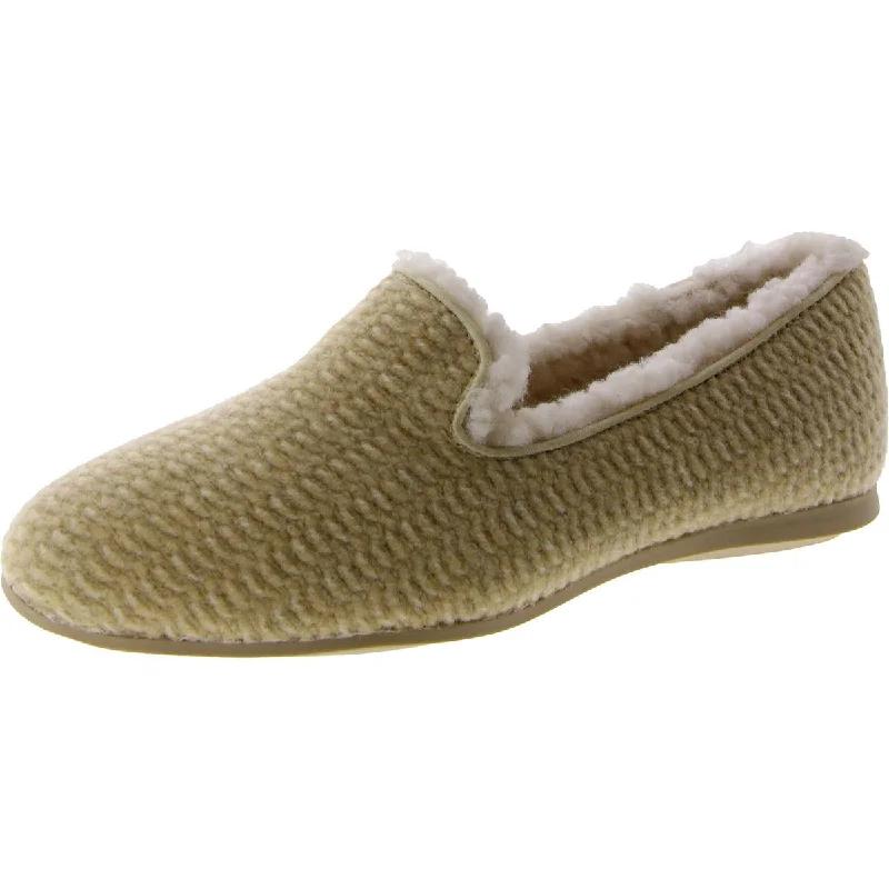 Edith Womens Faux Fur Lined Slip On Loafer Slippers