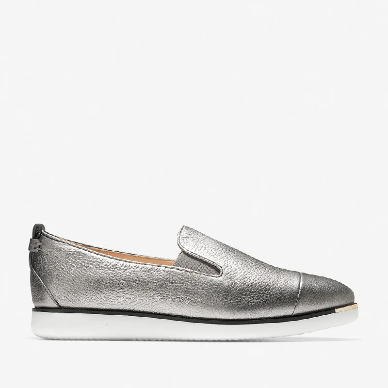 Cole Haan Grand Ambition Slip On Sneaker Antique Metallic Tumbled Leather/Ivory Size 6