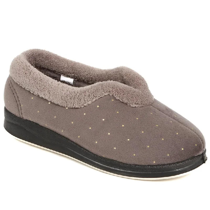 Faux Fur Trim Full Slippers - QING38018 / 324 691