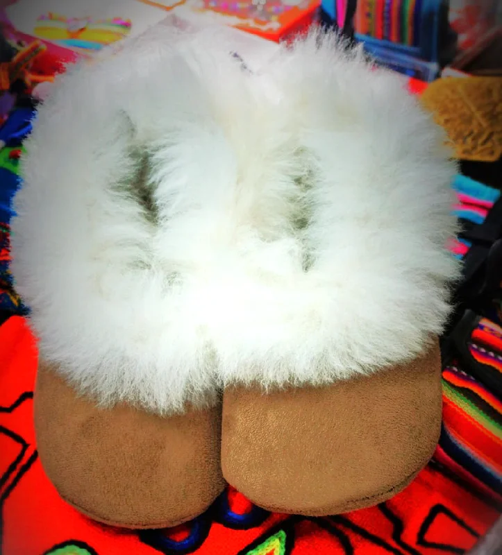 Fuzzy Peruvian Unisex Alpaca Fur Slippers- Real Alpaca Huacaya Fur