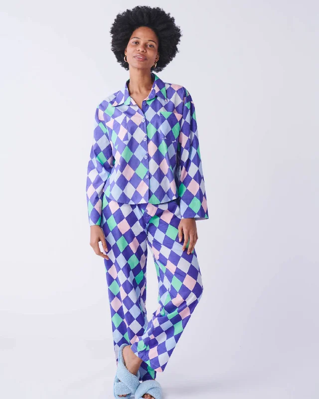 Harlequin Organic Cotton Long Sleeve Shirt & Pant Pyjama Set