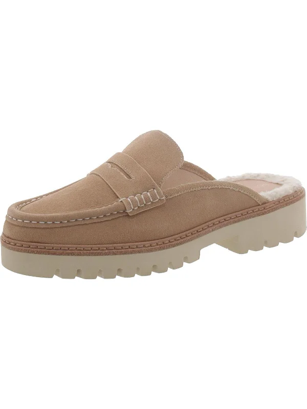 HILLIE Womens Suede Lugged Sole Mules