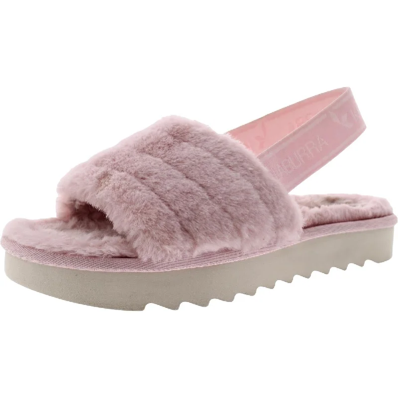Koolaburra Womens Fuzz'n II Faux Fur Cozy Slingback Slippers