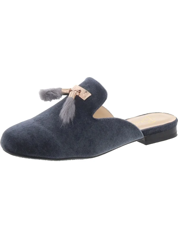 LIZA Womens Velvet Slip On Mules