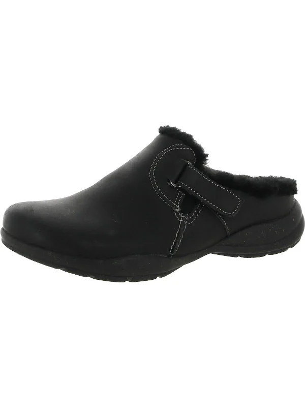 Roseville Clog Womens Leather Faux Fur Lined Clogs