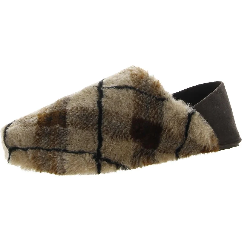 Shearling Womens Faux Fur Slip On Loafer Slippers