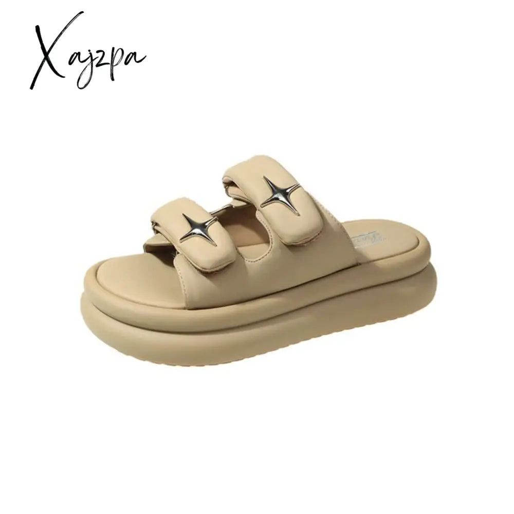 Xajzpa - Slippers for Women 2023 Summer New Fashion New Designer Platform Slippers Female Solid Color Fashion Casual Flip Flops Women