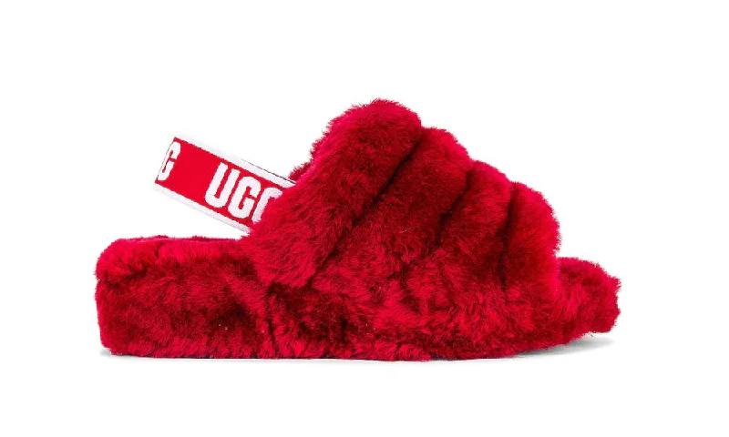 UGG Womens Fluff Yeah Slide Samba Red
