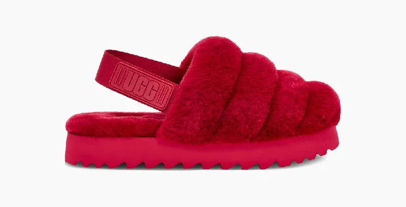 UGG Womens Super Fluff Slipper Ribbon Red