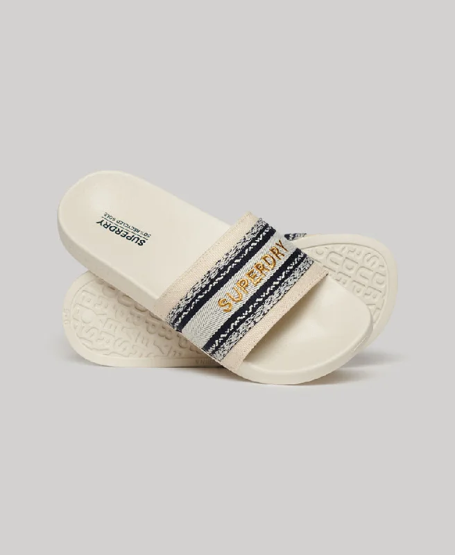 Vegan Webbing Pool Sliders | Natural