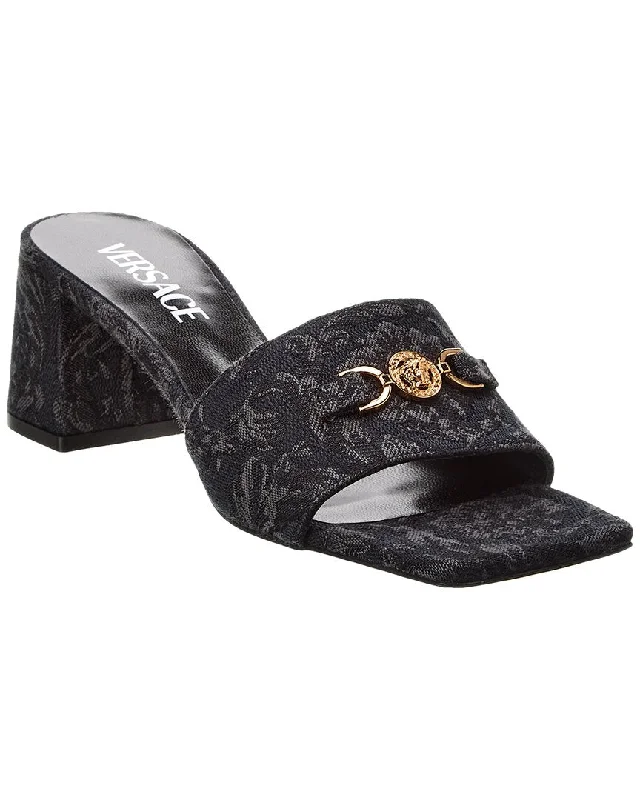 Versace Barocco Medusa Canvas Mule