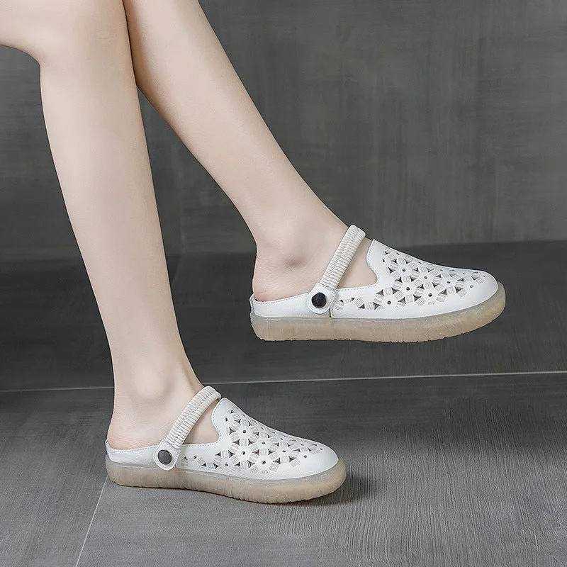 Women Summer Casual Hollow Leather Mules