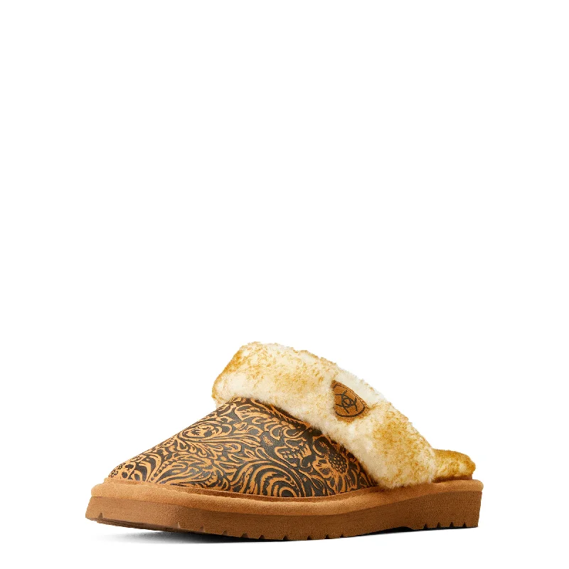 Women's Ariat Jackie Square Toe Slippers - Brown Embossed