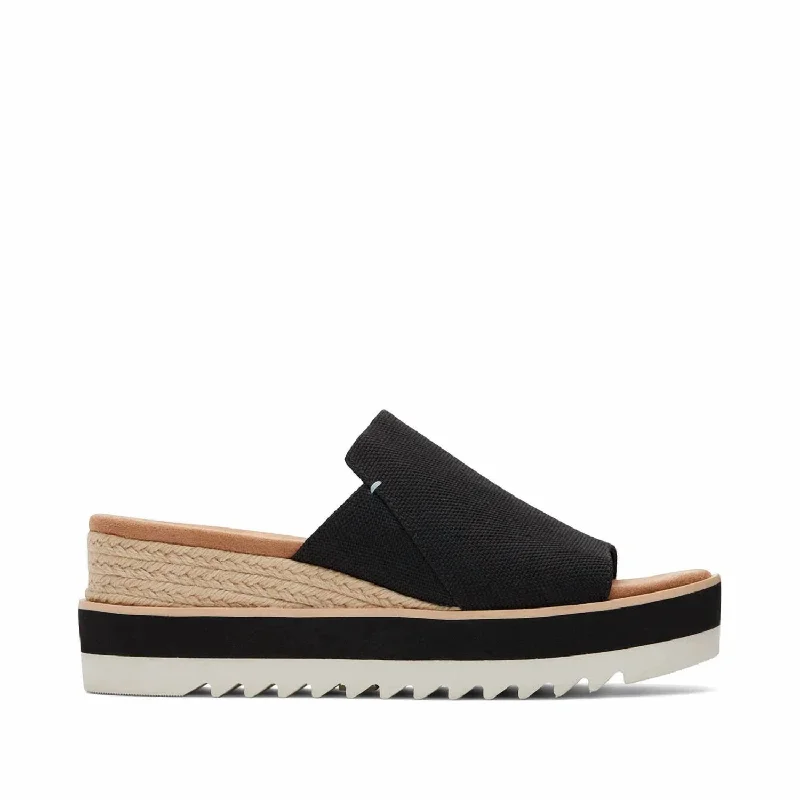 Women's Diana Mule Sandals In Black Heavy Canvas