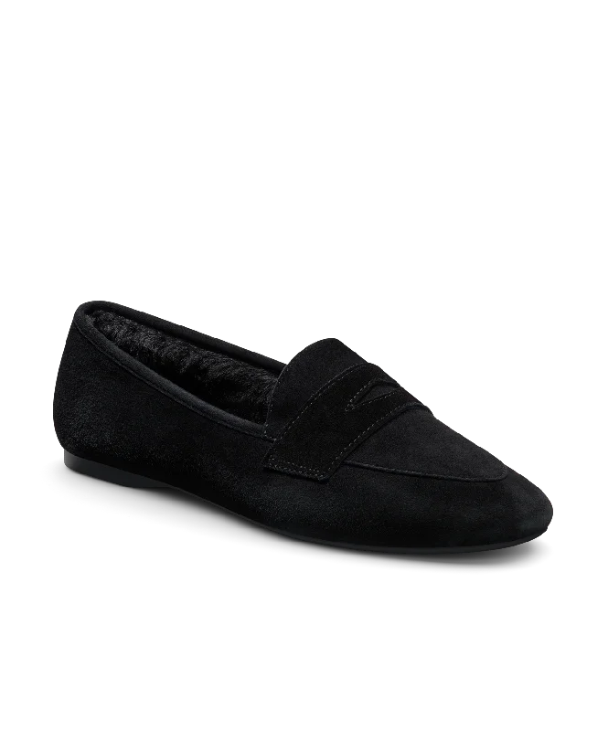 The Vesper - Black Suede Faux Fur