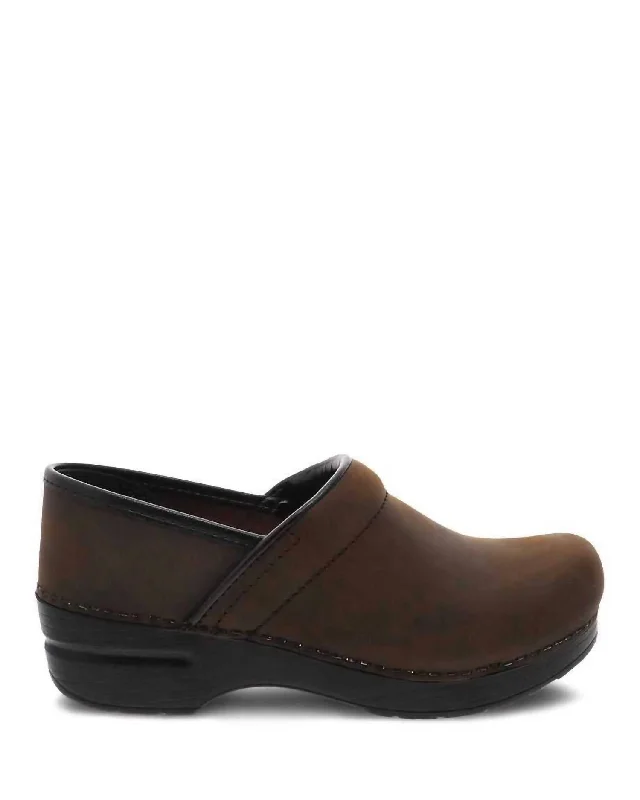 Women's Professional Clog - Narrow Width In Antique Brown/black
