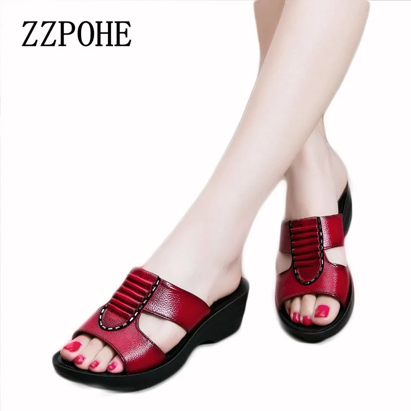 ZZPOHE Summer new mother slippers fashion ladies slippers soft and comfortable casual large size shoes Woman Slope with slippers ZZPOHE Summer new mother slippers fashion ladies slippers soft and comfortable casual large size shoes Woman Slope with slippers
